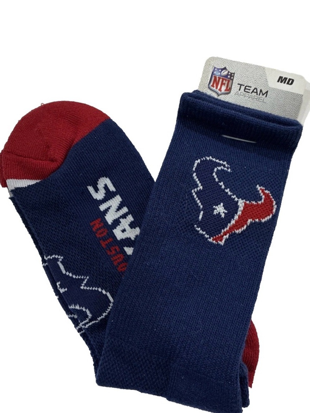 Houston Texans Socks Unisex New NFL Team Apparel Blue Red White Logo 1 Pair Sz M